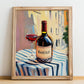 Barolo – Italian Café on the Corner, Italian Wine Illustration, no-text version framed in wood