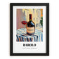Barolo – Italian Café on the Corner, Italian Wine Illustration, in sleek black frame