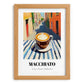 Macchiato – Italian Café on the Corner, Italian Coffee Poster, set in oak frame
