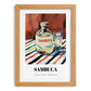 Sambuca – on Striped Tablecloth, Italian Spirit Wall Decor, set in oak frame