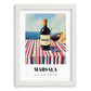 Marsala – Italian Seaside Scene, Italian Wine Poster, placed in minimal white frame