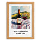 Montepulciano d'Abruzzo – Italian Hillside Café View, Italian Wine Wall Illustration, set in oak frame