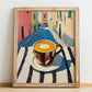 Caffè Moka – Italian Outdoor Café Scene, Italian Coffee Still Life, no-text version framed in wood