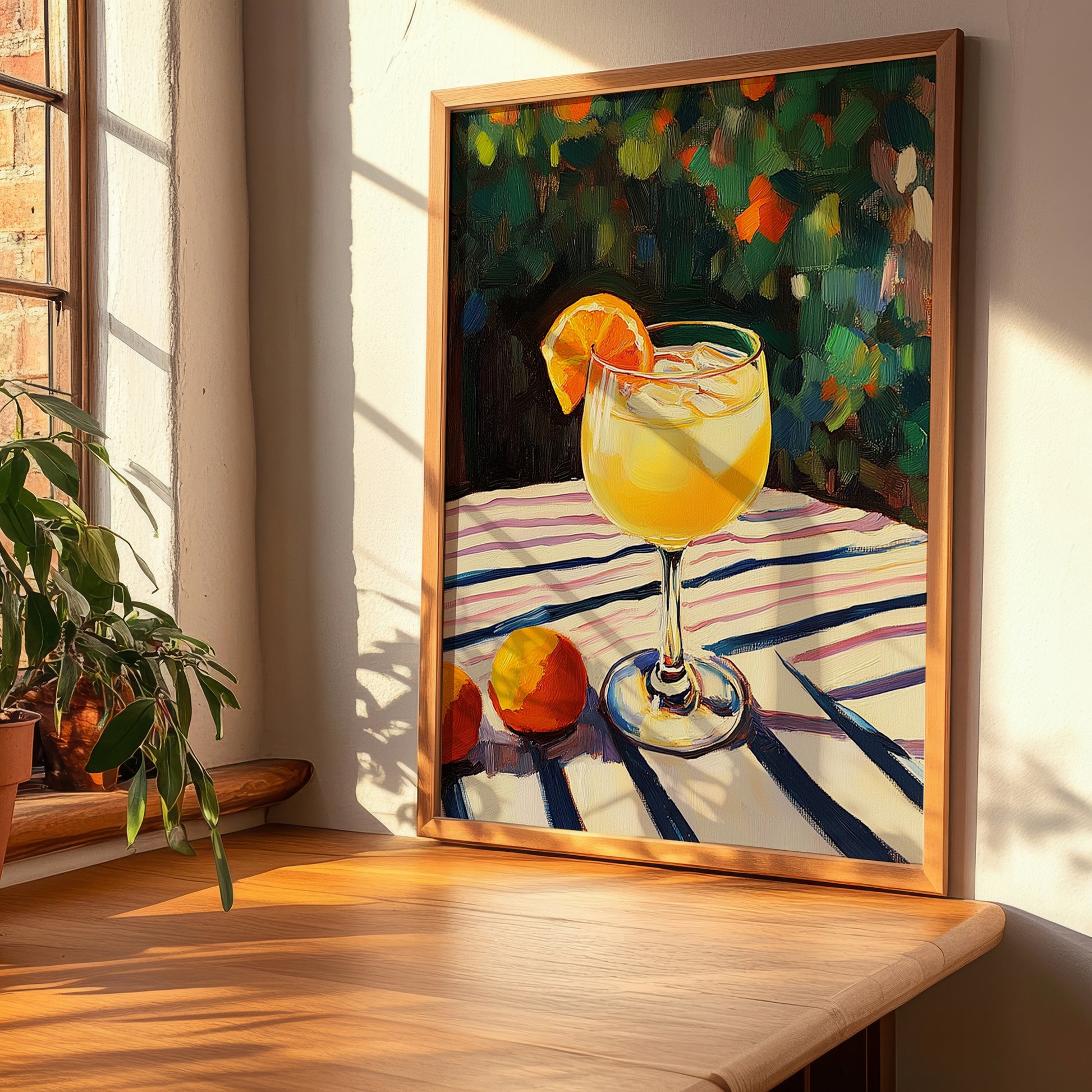 Agua De Valencia – Spanish Garden Café Scene, Spanish Cocktail Still Life, clean layout with no caption