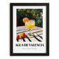 Agua De Valencia – Spanish Garden Café Scene, Spanish Cocktail Still Life, in sleek black frame