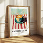 Café Con Leche – on Striped Tablecloth, Spanish Coffee Painting