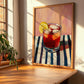 Tinto De Verano – on Striped Tablecloth, Spanish Cocktail Poster, clean layout with no caption