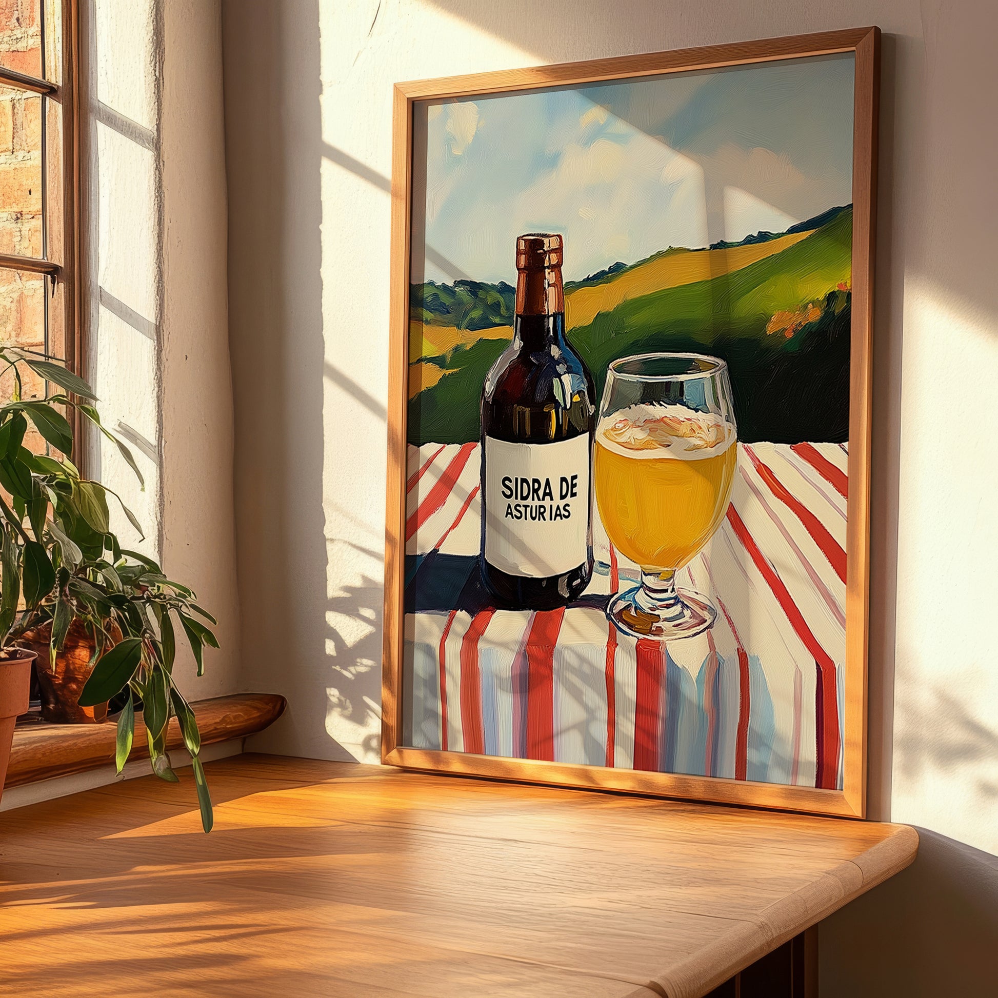 Sidra De Asturias – Spanish Hillside Café View, Spanish Beverage, clean layout with no caption