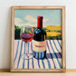 Tempranillo – Spanish Hillside Café View, Spanish Wine Wall Decor, no-text version framed in wood