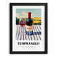 Tempranillo – Spanish Hillside Café View, Spanish Wine Wall Decor, in sleek black frame