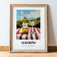 Albariño – Spanish Hilltop Table Scene, Spanish Wine Wall Art, in wooden frame leaning on the floor