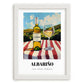 Albariño – Spanish Hilltop Table Scene, Spanish Wine Wall Art, placed in minimal white frame