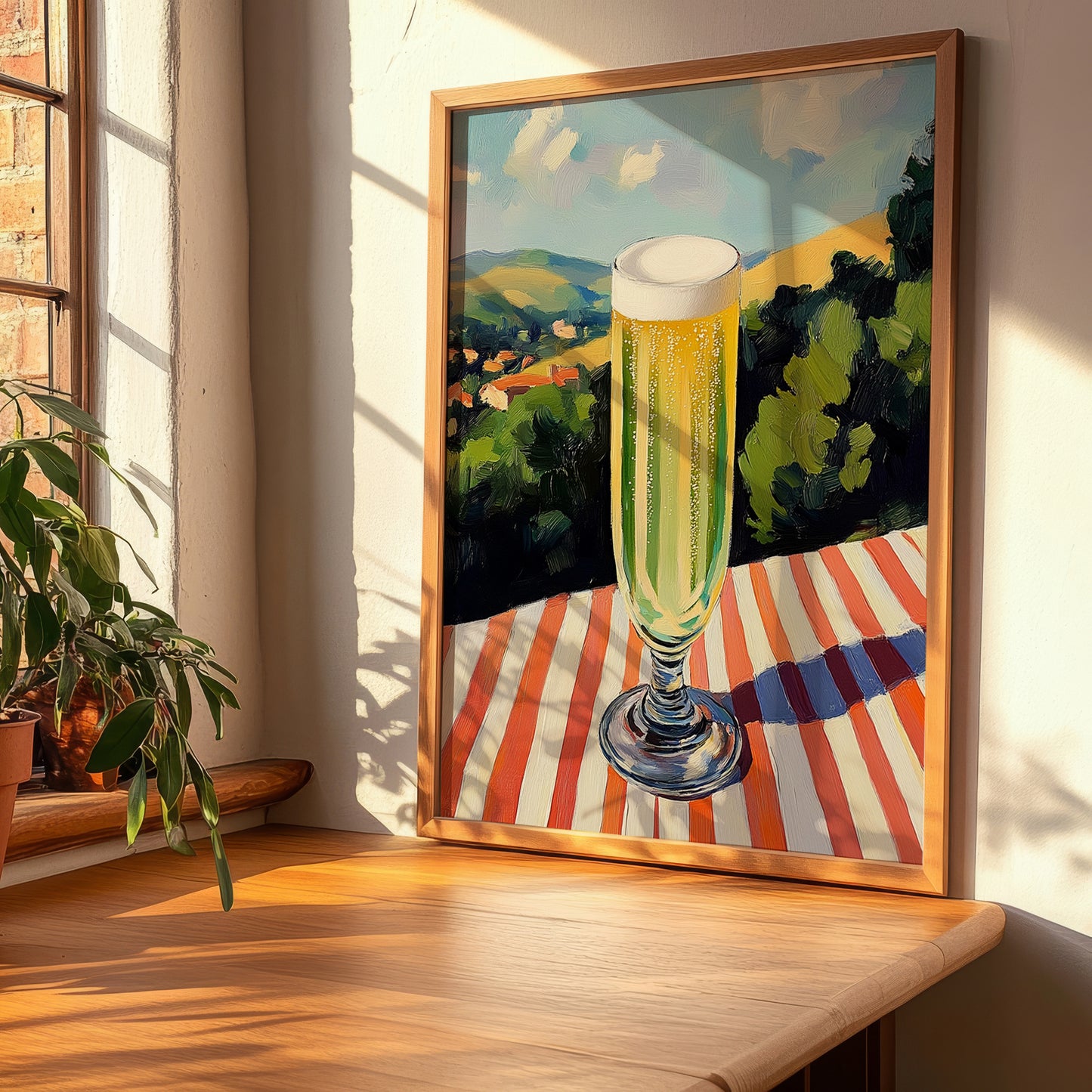 French 75 – French Hilltop Table Scene, French Cocktail Wall Decor, clean layout with no caption