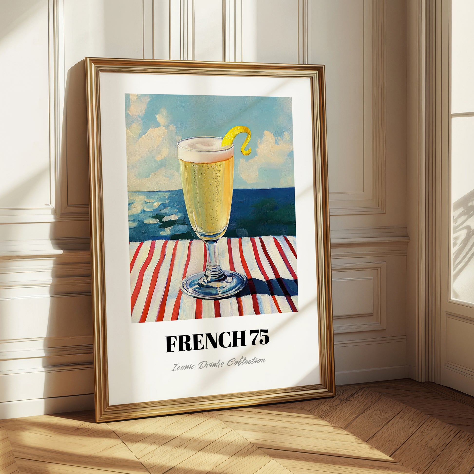 French 75 – French Seaside Scene, French Cocktail Wall Decor
