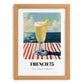 French 75 – French Seaside Scene, French Cocktail Wall Decor, set in oak frame