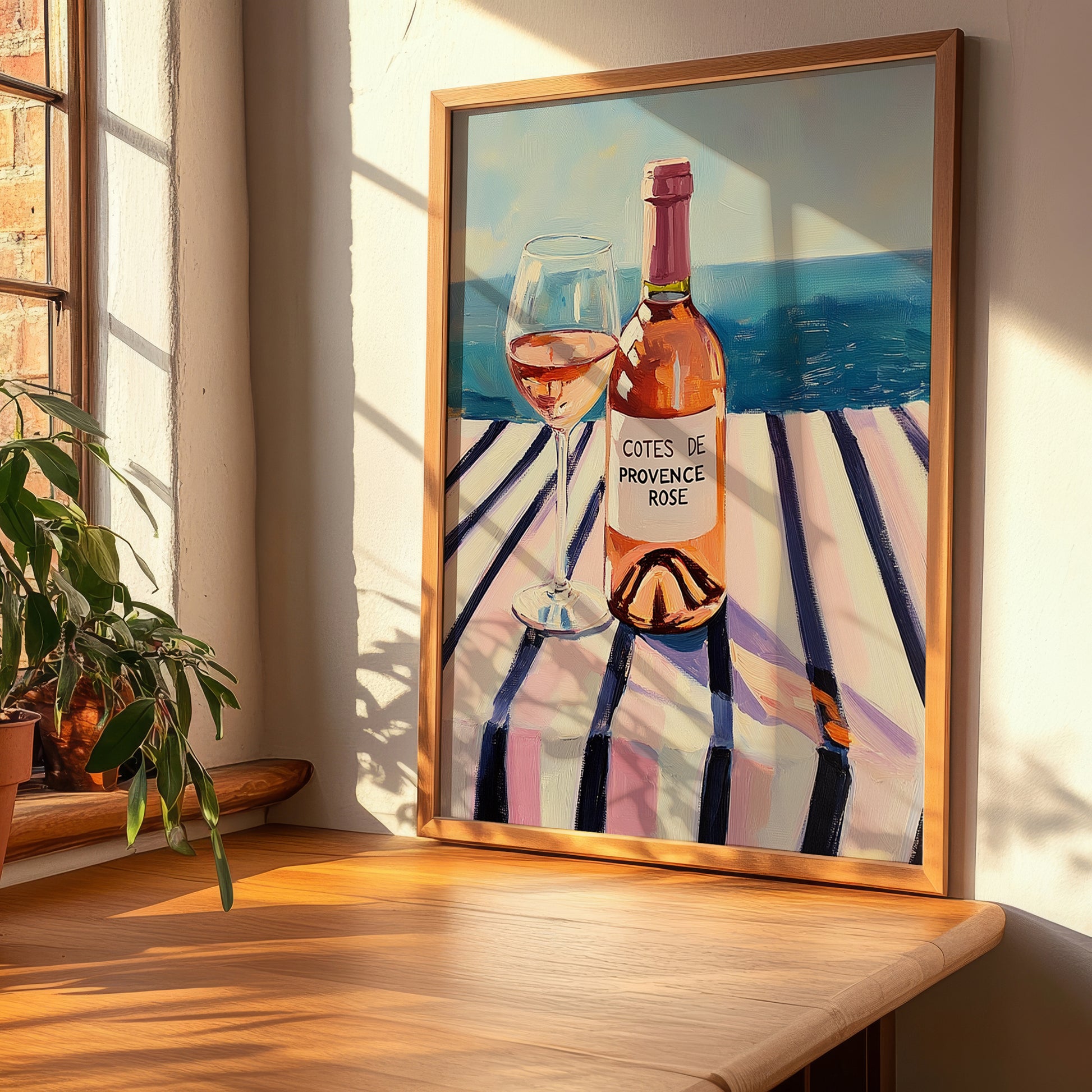 Côtes De Provence Rosé – French Coastal Table, French Wine Painting, clean layout with no caption