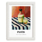 Pastis – on Striped Tablecloth, French Spirit Illustration, placed in minimal white frame