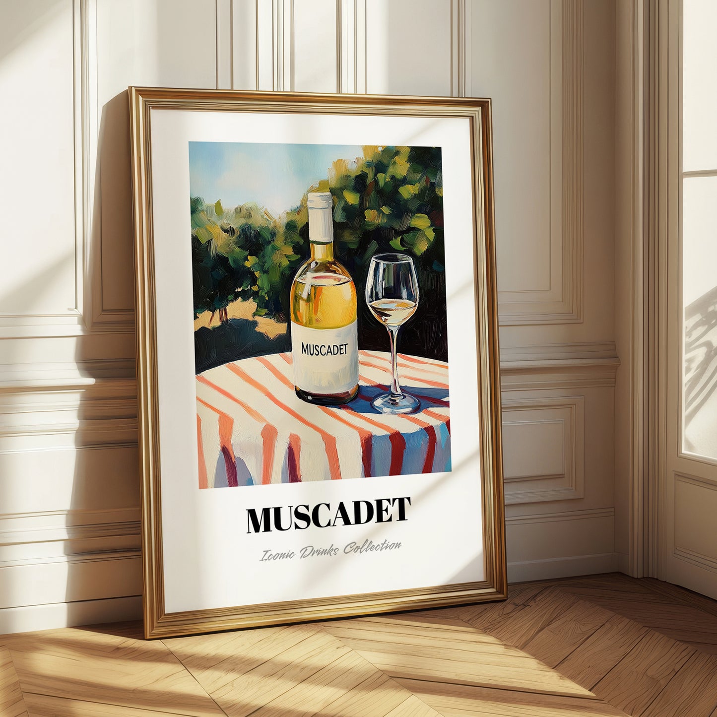 Muscadet – French Hilltop Table Scene, French Wine Print