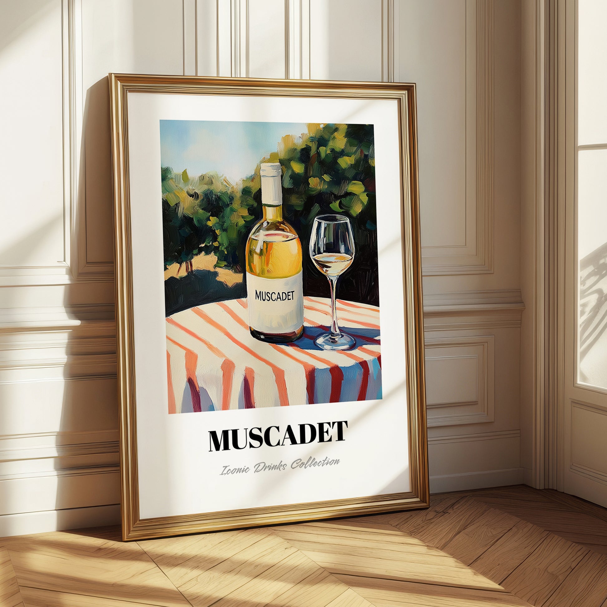 Muscadet – French Hilltop Table Scene, French Wine Print