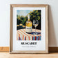 Muscadet – French Hilltop Table Scene, French Wine Print, in wooden frame leaning on the floor