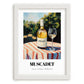 Muscadet – French Hilltop Table Scene, French Wine Print, placed in minimal white frame