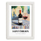 Saint-émilion – French Urban Café Scene, French Wine Wall Decor, placed in minimal white frame