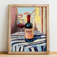 Baga – Portuguese Café on the Corner, Portuguese Wine Painting, no-text version framed in wood