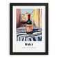 Baga – Portuguese Café on the Corner, Portuguese Wine Painting, in sleek black frame