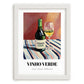Vinho Verde – on Striped Tablecloth, Portuguese Wine Poster, placed in minimal white frame