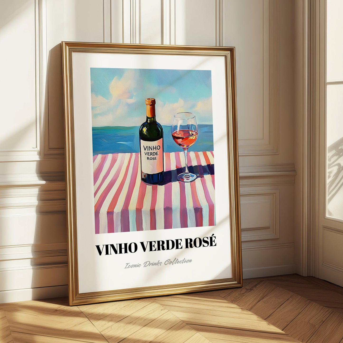 Vinho Verde Rosé – Portuguese Coastal Café Moment, Portuguese Wine Illustration