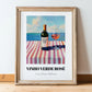 Vinho Verde Rosé – Portuguese Coastal Café Moment, Portuguese Wine Illustration, in wooden frame leaning on the floor