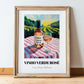Vinho Verde Rosé – Portuguese Hilltop Café Scene, Portuguese Wine Illustration, in wooden frame leaning on the floor