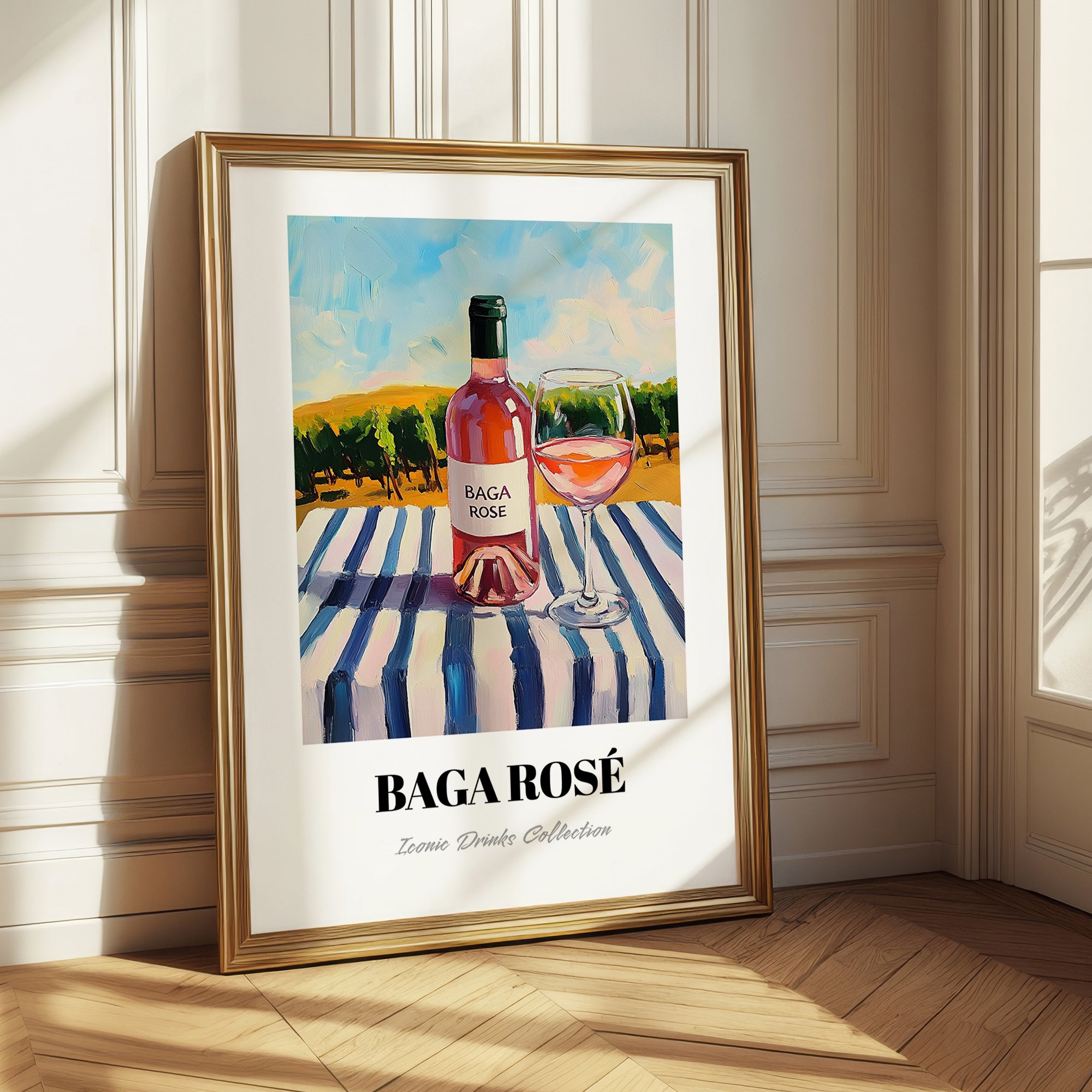 Baga Rosé – Portuguese Hilltop Café Scene, Portuguese Wine Wall Illustration