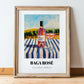 Baga Rosé – Portuguese Hilltop Café Scene, Portuguese Wine Wall Illustration, in wooden frame leaning on the floor