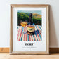 Port – Portuguese Hilltop Café Scene, Portuguese Dessert Wine Painting, in wooden frame leaning on the floor