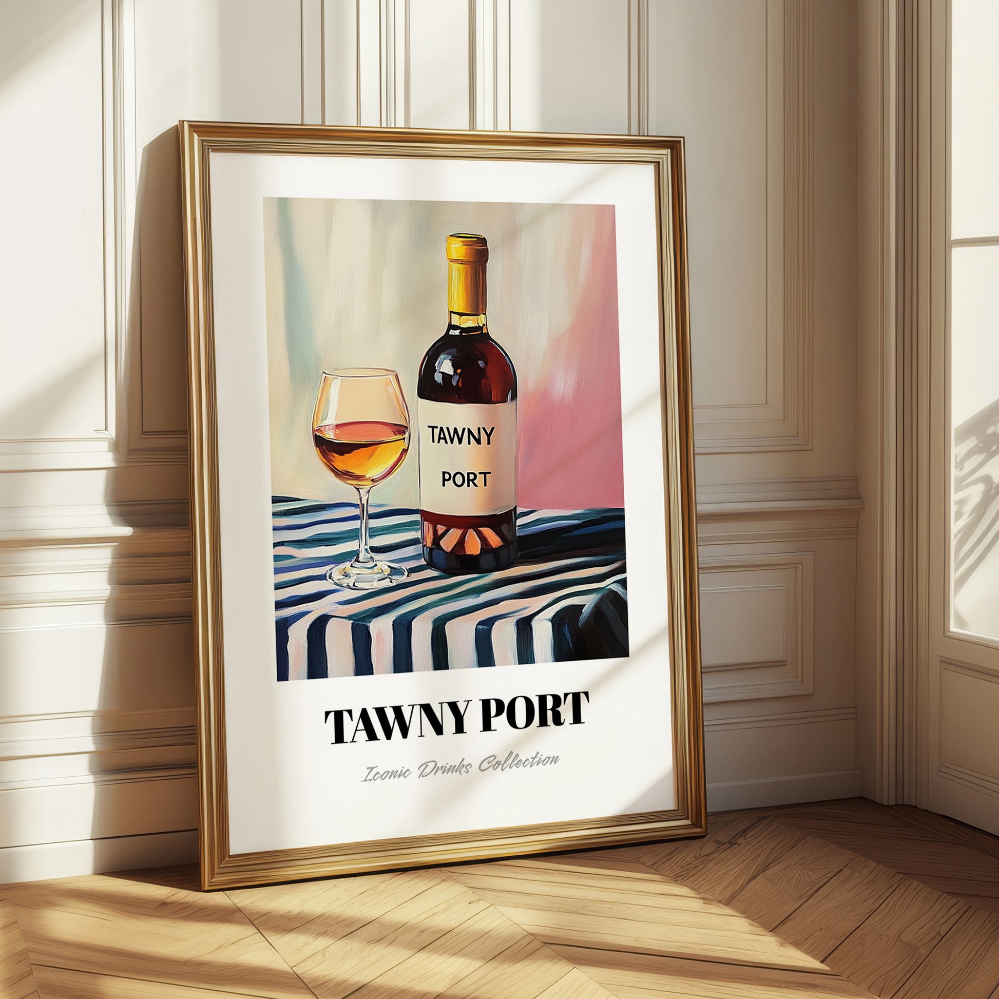 Tawny Port – on Striped Tablecloth, Portuguese Dessert Wine Wall Decor