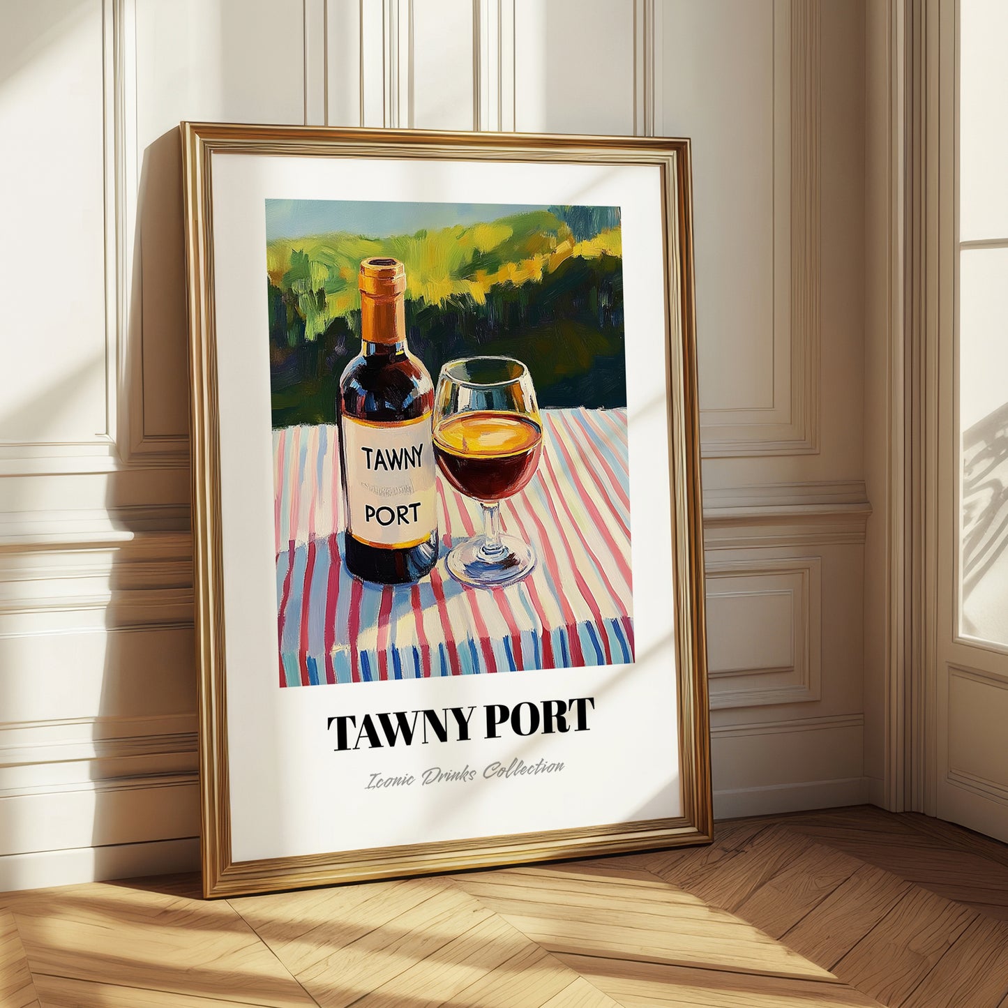 Tawny Port – Portuguese Hilltop Café Scene, Portuguese Dessert Wine Wall Decor