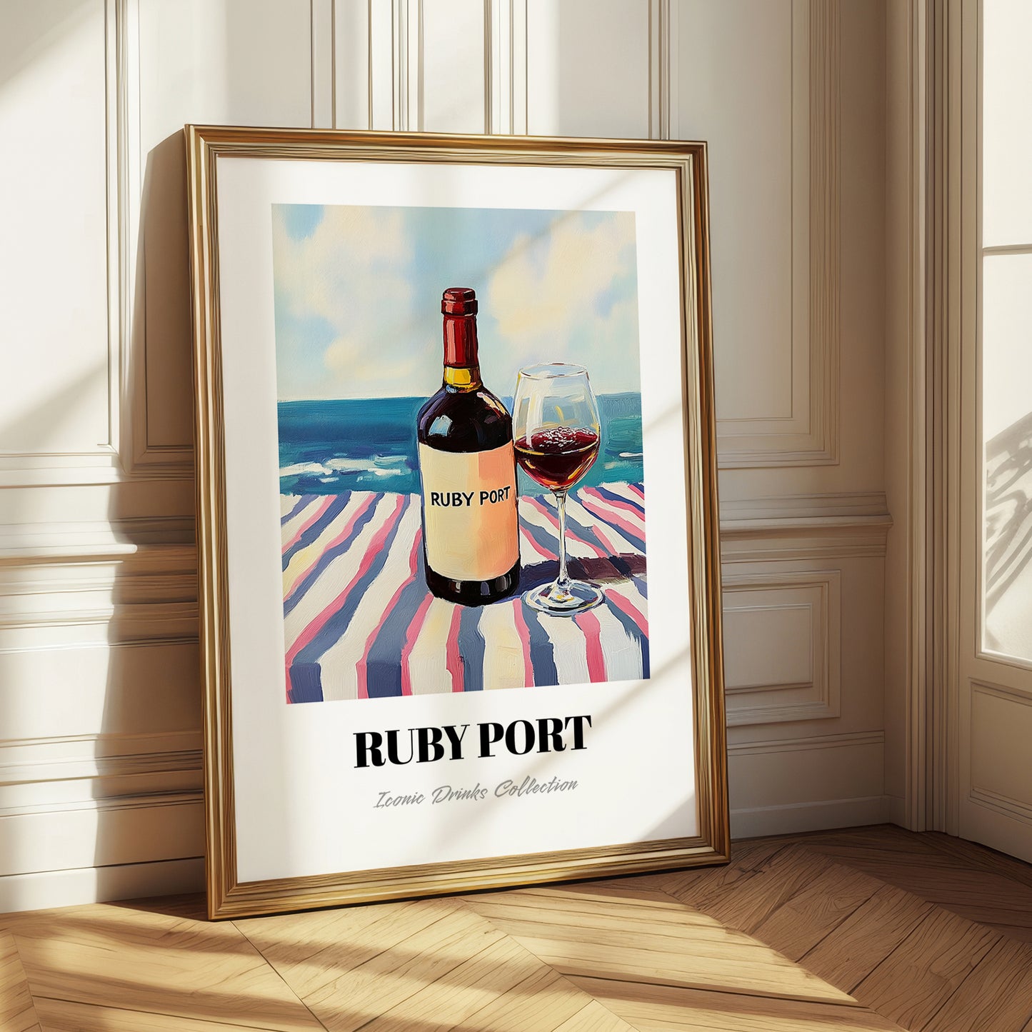 Ruby Port – Portuguese Seaside Scene, Portuguese Dessert Wine Wall Illustration