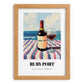 Ruby Port – Portuguese Seaside Scene, Portuguese Dessert Wine Wall Illustration, set in oak frame