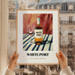 White Port – on Striped Tablecloth, Portuguese Dessert Wine Poster, styled in a charming Paris street view