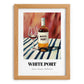 White Port – on Striped Tablecloth, Portuguese Dessert Wine Poster, set in oak frame