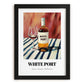 White Port – on Striped Tablecloth, Portuguese Dessert Wine Poster, in sleek black frame