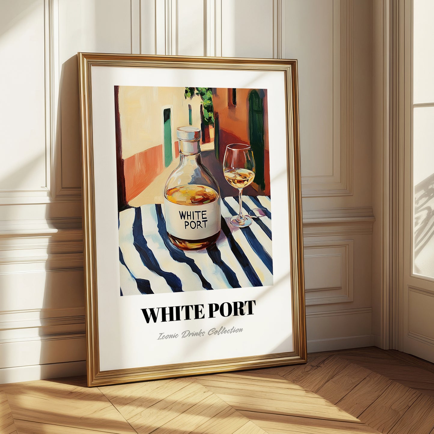 White Port – Portuguese Urban Café Scene, Portuguese Dessert Wine Wall Decor