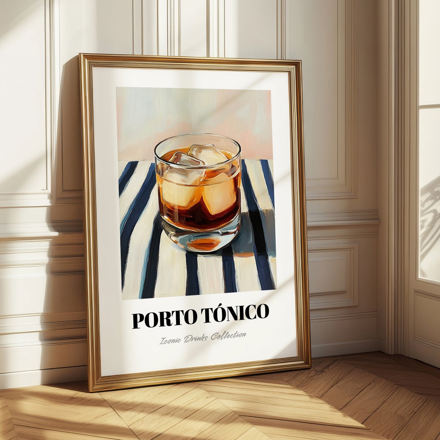 Porto Tónico – on Striped Tablecloth, Portuguese Cocktail Wall Art