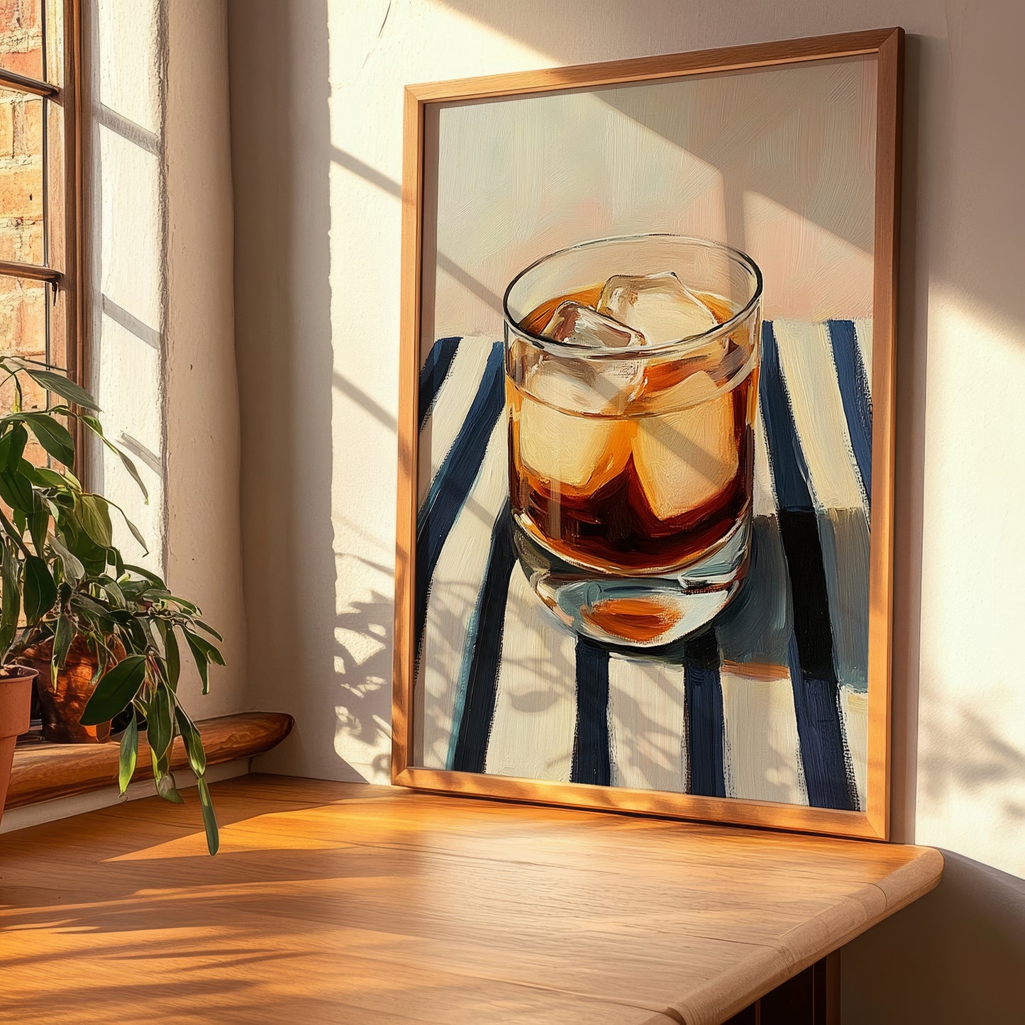 Porto Tónico – on Striped Tablecloth, Portuguese Cocktail Wall Art, clean layout with no caption