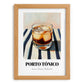 Porto Tónico – on Striped Tablecloth, Portuguese Cocktail Wall Art, set in oak frame