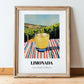 Limonada – Portuguese Hillside Café View, Portuguese Lemonade Painting, in wooden frame leaning on the floor