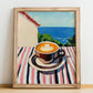 Bica – Portuguese Seaside Scene, Portuguese Coffee Wall Decor, no-text version framed in wood
