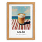 Galão – Portuguese Coastal Café Moment, Portuguese Coffee Painting, set in oak frame