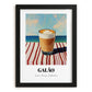 Galão – Portuguese Coastal Café Moment, Portuguese Coffee Painting, in sleek black frame